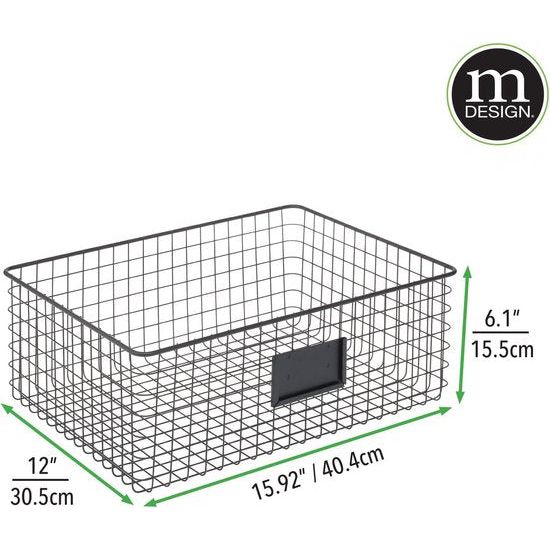 Multifunctionele mand van metaal – opbergmand met tekstveld voor keuken, voorraadkamer enz. – compacte en universele draadmand –