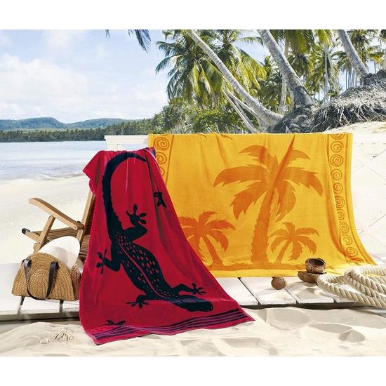 Strandhanddoek, 100% katoen, in verschillende maten en kleuren, geel (zonnegeel), 180 x 200 cm