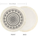 Placemats Set van 4 ronde geweven placemats onderzetters hittebestendige placemats antislip onderzetters voor keuken eetkamer bruiloft boerderij tafeldecoratie (zwart)