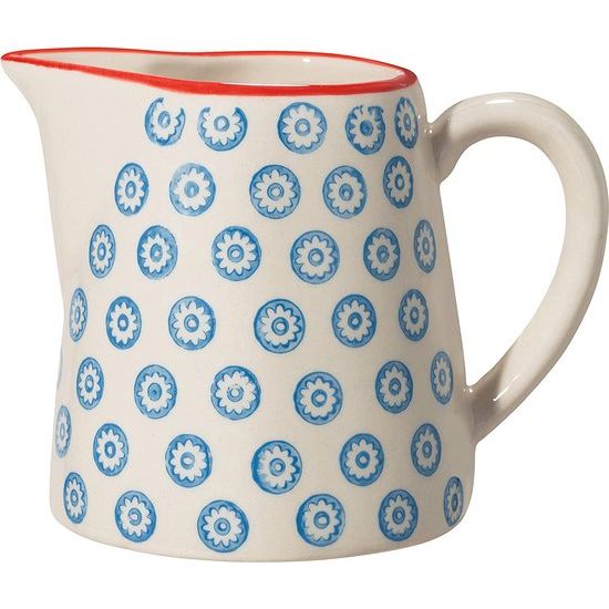 Melkkannetje Emma Retro slagroom kannetje kleine kan 8.5 x H 8,5 cm, blauw, keramiek, inhoud ca. 250 ml