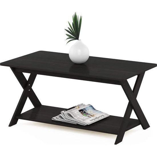 Salontafel met gekruiste poten, hout, espresso, 50 x 89,9 x 40,59 cm