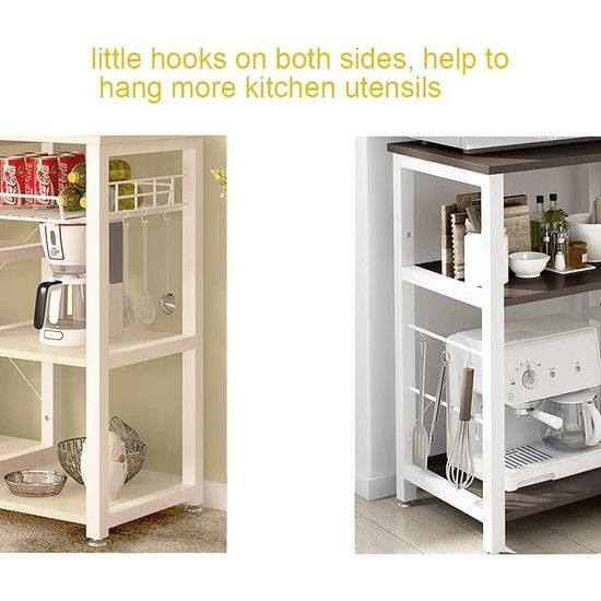 bakkerijrek, keukenplank, staande plank, bakker, plank, magnetronhouder, multifunctioneel keukenopbergrek met 3 planken.