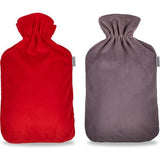 Hot water bottle cover, 2 stuks, fluffy coral fleece, cover voor 2 liter warmwaterfles, grijs en rood (zonder warmwaterfles)