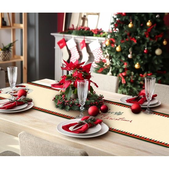 Tafelloper Kerstmis - Kerstman Kerst Tafelloper | Tafelloper Kerstmis Groen | Sander tafelloper Kerstmis | Kerst Tafel Decoratie | Tafelloper Kerstmis