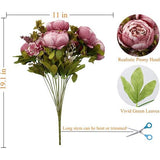 Pack van kunstmatige pioenroos boeket, 19 inch zijde grote pioenrozen bloemen met knoppen voor bruiloft thuiskantoor hotel decoratie, doe-het-zelf bloemstukken (Cameo Brown)