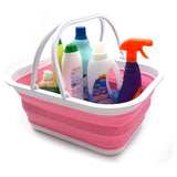 15,5L opvouwbare kuip met handvat - draagbare picknickmand/krater - opvouwbare boodschappentas - ruimtebesparende opbergdoos (roze)