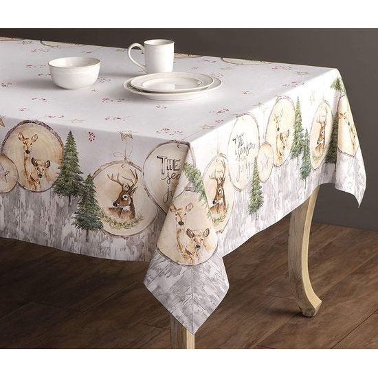 Mountain Life Tafelkleed van 100% katoen, voor keuken, diner, tafelblad, decoratiefeesten, bruiloften, Thanksgiving, Kerstmis, rechthoekig, 140 cm x 180 cm