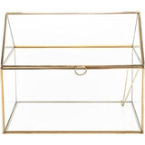 Glazen bruiloftskaartenbox, 25 cm, handgemaakte gouden terrarium, glazen doos voor bruiloften, recepties, tafeldecoratie, cadeau