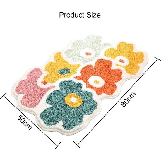 Badmat, badmat, kleurrijke bloemen, badkamertapijt, antislip, 50 x 80 cm, zacht absorberend badkamertapijt voor badkuip, douche, woonkamer (50 x 80 cm)