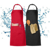 2 piece Schorten, waterproof Schorten Kookschort Mannen Dames Zwart Rood Keukenschort met 2 Zakken, schort vrouw man slabschort gastronomie grillschort verstelbare nekband