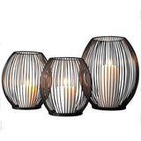 Set van 3 ovale kandelaars, metalen decoratieve kandelaar, metalen decoratieve kandelaar, verjaardag / Kerstmis