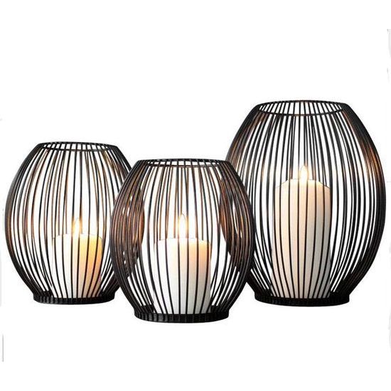 Set van 3 ovale kandelaars, metalen decoratieve kandelaar, metalen decoratieve kandelaar, verjaardag / Kerstmis