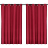 Set van 2 70% ondoorzichtige oogjesgordijn Hoogte 245 cm Breedte 140 cm Verduisterend met 8 oogjes (rood)