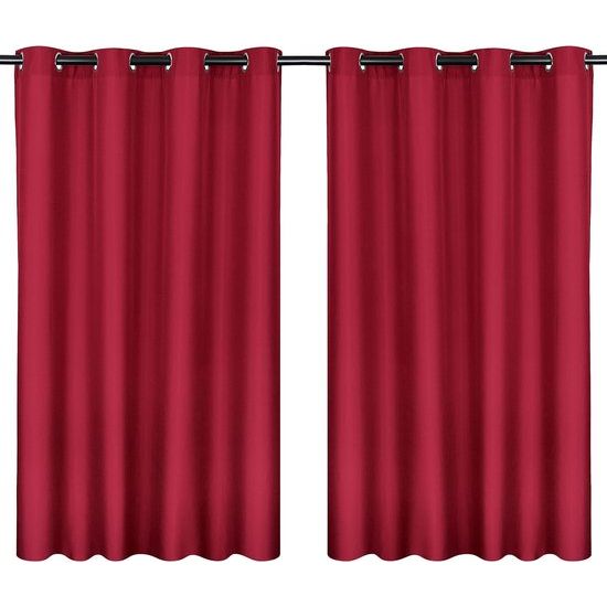 Set van 2 70% ondoorzichtige oogjesgordijn Hoogte 245 cm Breedte 140 cm Verduisterend met 8 oogjes (rood)