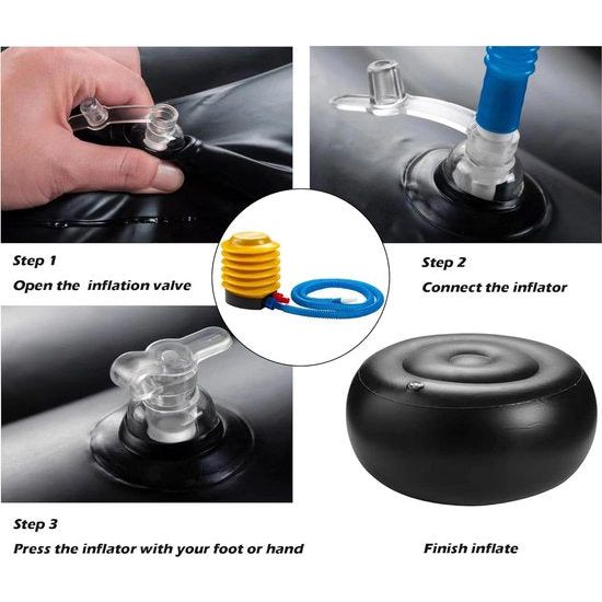 Opblaasbare kruk - kleurrijke kruk binnen en buiten -50 * 23 cm gebreide kruk waterdicht gemaakt van polyester en PVC voor tuinzwembad woonkamer -Corinthian Dapple