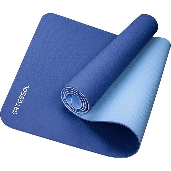 Yogamat, gymnastiekmat, voor dames en heren, 0,6 cm dik, milieuvriendelijk TPE, scheurbestendig, zweetbestendig, L x B 61 cm 183 cm