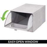 mDesign - Opbergboxen in 2-delige set - bergruimte voor kledingkast - voor slaapkamer en babykamer - groot/met deksel en zichtvenster/stof/kubusvormig - grijs
