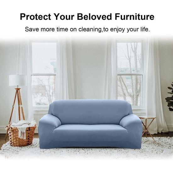 Bankhoes voor 4-zits, elastisch, stretch, spandex, antislip, wasbaar, met armleuning, grijze stijl