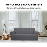 Bankhoes 3-zits - Bank Sofa Cover - Elastic Stretch Spandex Hoes - Antislip Wasbare Protector en Cover met armleuningen - Grijs Patroon