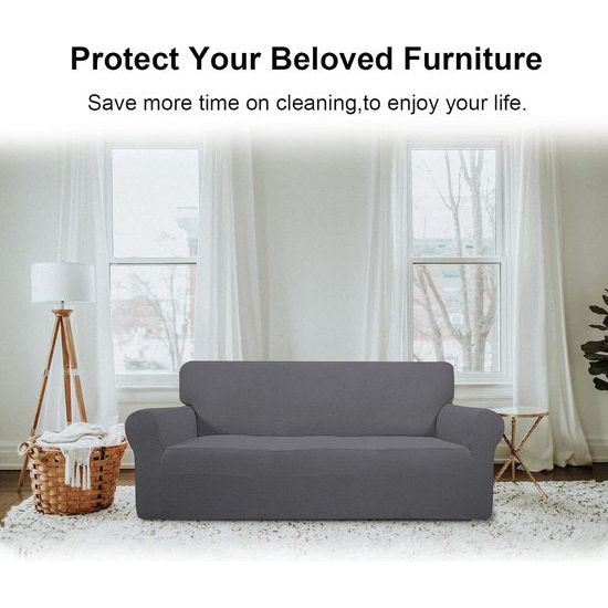 Bankhoes 3-zits - Bank Sofa Cover - Elastic Stretch Spandex Hoes - Antislip Wasbare Protector en Cover met armleuningen - Grijs Patroon