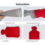 Hot water bottle cover, 2 stuks, fluffy coral fleece, cover voor 2 liter warmwaterfles, grijs en rood (zonder warmwaterfles)