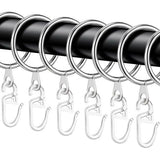 40 pieces silver metal curtain rings, curtain hanging rings and plastic curtain hooks for bed curtain, shower curtain, window curtain (30 mm inner diameter)