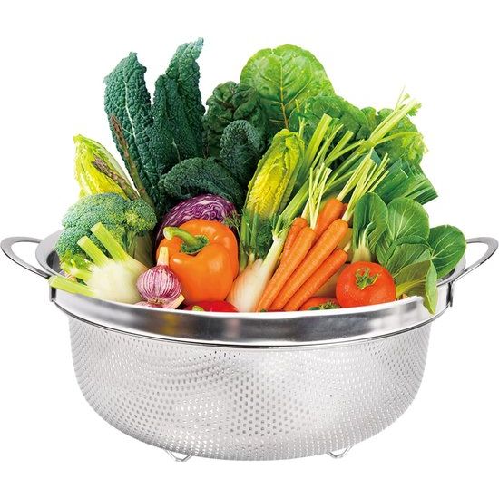 Zeef keuken, roestvrijstalen pastazeef, keukenzeef met handvat, microgeperforeerd vergiet zeef, metaal, microgeperforeerde afdruipzeef, voor pasta, rijst, groenten, vruchten,