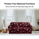 Bankhoes, 4-zits, elastische stretch spandex, bankovertrek, antislip, wasbaar, bankovertrek voor bank, met armleuning, bordeauxrood orchidee