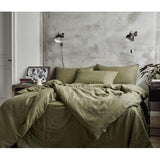 Beddengoedset, 135 x 200 cm, katoen, olijfgroen, effen, premium renforcé, eenpersoonsbed, dekbedovertrek en 1 kussensloop 80 x 80 cm, met ritssluiting