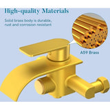 Badkuipkraan, waterval, waterkraan, badkuip, mengkraan met drukschakelaar, eenhandsbadarmatuur van messing, badarmatuur, opbouwbadkraan voor badkamer, chroom