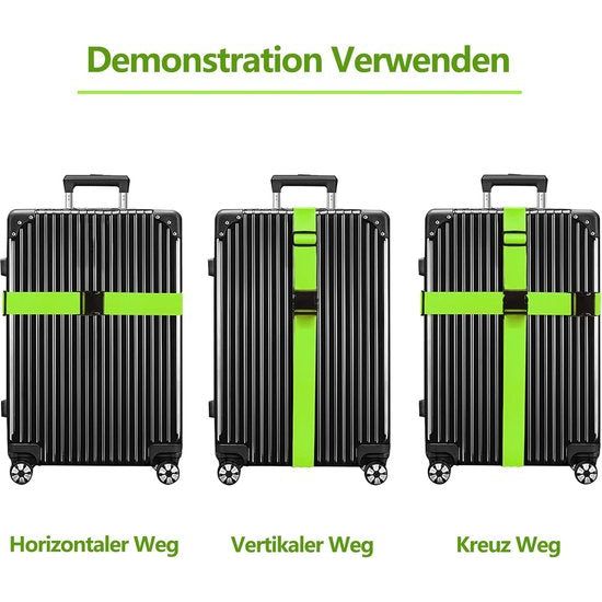 Kofferriemen, 4 stuks, verstelbare kofferband met adresplaatje, 2 kleuren, kruisband, kofferbanden voor koffermarkering, reisaccessoires, bagageriem, bagageriem voor veilig sluiten