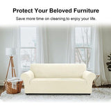 Bankhoes 1-zits - Stoel Sofa Cover - Elastic Stretch Spandex Hoes - Antislip Wasbare Protector en Cover met armleuningen - Beige