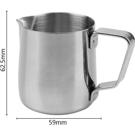 2 stuks melkkannetjes roestvrij staal 150 ml melk-pitcher opschuimen kan zilver soort opschuimkannetje perfect voor melkopschuimer koffiezetapparaat espressoher cappuccino macchiato