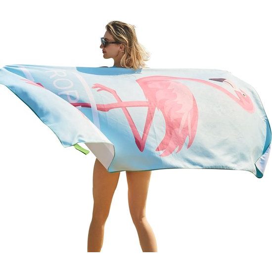 Grote strandhanddoek, microvezel handdoek, 180 x 90 cm, zandafstotend, sneldrogend, microvezel strandhanddoek, groot, voor strand/zwembadside/strandstoelen (Flamingo)