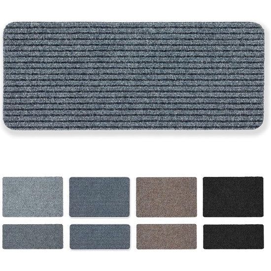 Deurmat voor binnen, grijs, vuilvangmat, antislip, 25 x 60 cm, set van 3 waterafstotend, Rib Line voetmatten, duurzaam, antistatisch