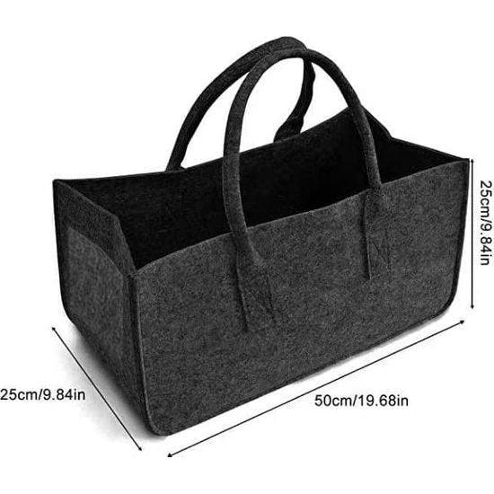 Pak van 2 vilten tassen, shopper, groot, vilten tas met handvat, vilten mand, groot, vilten tas, dames, brandhouttas, vilt, opvouwbaar, brandhoutmand, vilthouten mand voor hout, kranten, brandhout