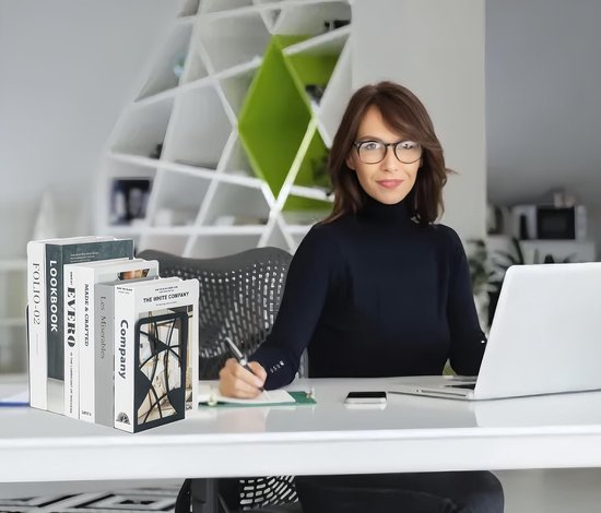 6 stuks zwarte metalen boekensteunen, decoratieve boekenkast met doorbraakrooster