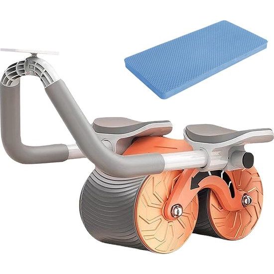 Buikroller, buikroller, buikspiertrainer, AB Wheel Roller, automatische rebound Aabdominal Wiel, dubbel wiel, buikroller met kniemat voor oefeningen, buikspieren, core workouts