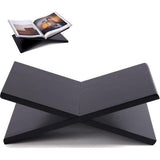 boekenstandaard | Acaciahouten kruisstandaard, displaystandaard, boekenhouder, leesboekenhouder, tijdschriftenstandaard, kookboekenhouder, muziekstandaard, stabiele open boekendisplay (zwart)