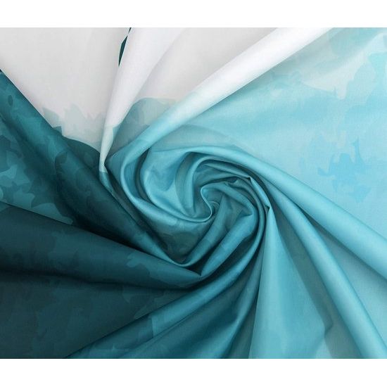 Douchegordijn textiel 180x200 cm blauw turquoise groen petrol kleurverloop 100% polyester, verzwaarde zoom, ondoorzichtig, waterdicht, wasbaar, antischimmel coating, incl. 12 roestvrijstalen ringen