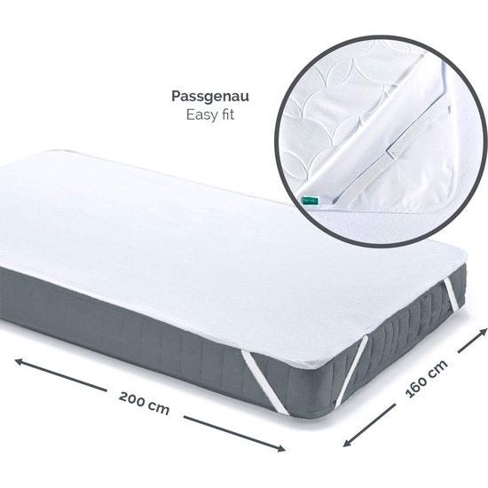 waterdichte matrasbeschermer 160 x 200 cm (set van 2) - waterdichte matrasoplegger van katoen - betrouwbare matrasbescherming 160x200