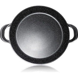 Paella Pan Bowl with Glass Lid Made of Non-Adhesive Stone Robust PFOA-Free Quality - Removable Handles (32 cm)