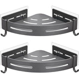 Corner Shelf Shower Basket Shower Shelf No Drilling Shower Shelf Metal with 4 Hooks Shower Shelf Bathroom Shelf with Sticker Bathroom Shelf for Bathroom and Kitchen 2 Levels Grey