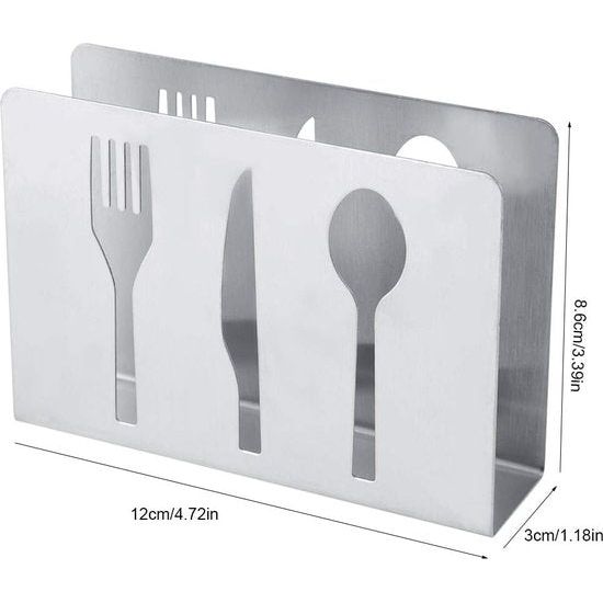 Servethouder voor de tafel, zilverkleurige rechtopstaande zakdoekdispenser, moderne tafeldecoratie, servethouder