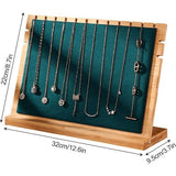 Kettingdisplayhouder Hangende kettingen Fluwelen mat met houten standaard voor sieradenkettingorganisator, beurzen, winkels, vrouwen