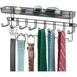 Sieradenhouder voor aan de muur, hangende opslag voor halskettingen, oorbellen, armbanden en andere accessoires, praktische sieradenorganizer van metaal, zwart