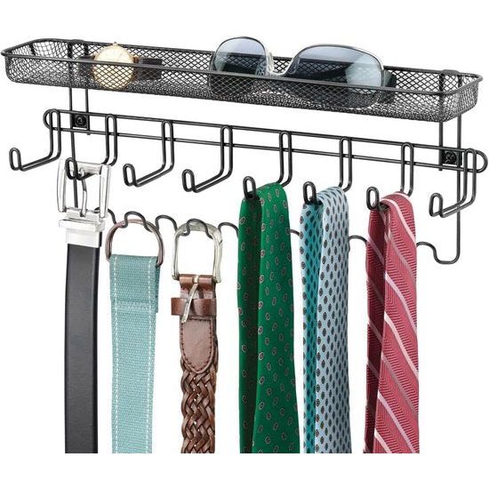 Sieradenhouder voor aan de muur, hangende opslag voor halskettingen, oorbellen, armbanden en andere accessoires, praktische sieradenorganizer van metaal, zwart