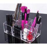 Make-up organizer borstelhouder 6 secties acryl cosmetische opbergkoffer standaard voor make-up, thuis, op kantoor, badkamer