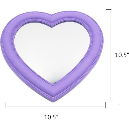 10,5" x 10,5" Hart Make-upspiegel Wandspiegel Bureauspiegel Slaapkamerspiegel (Paars) 10,5" x 10,5" Hart Make-upspiegel Wandspiegel Bureauspiegel Slaapkamerspiegel (Purple)