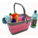 Foldable rectangular, convenient bucket, 12 liters, 1, gray/pink